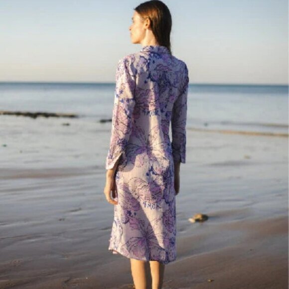 Las Surenas Dresses & Skirts - NEW Las Surenas Purple Amor Linen Shirt Dress XS